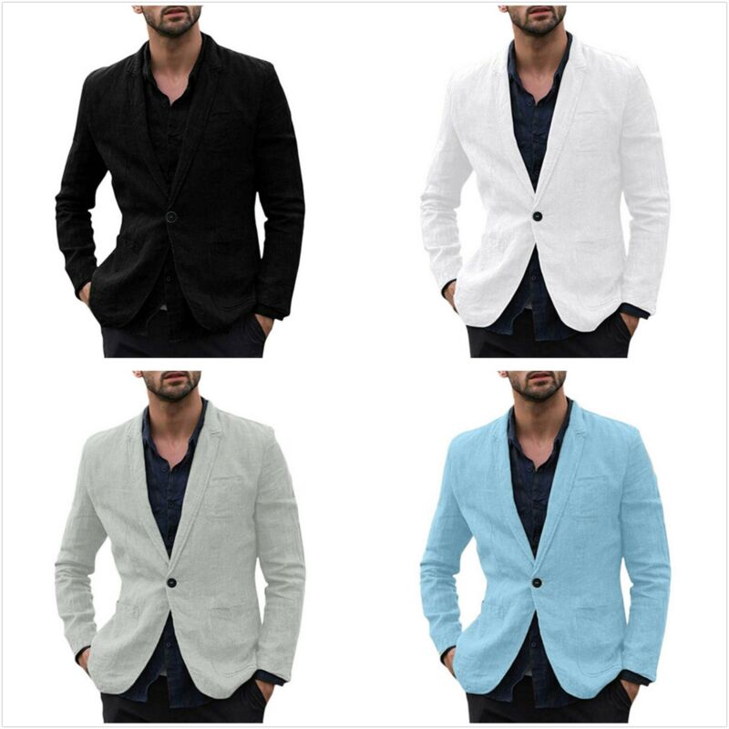 

Men's Casual Slim Fit Solid One Button Suit Blazer Business Work Coat Jacket Outwear Mens Clothes Lien Blazer Coats Split, Black