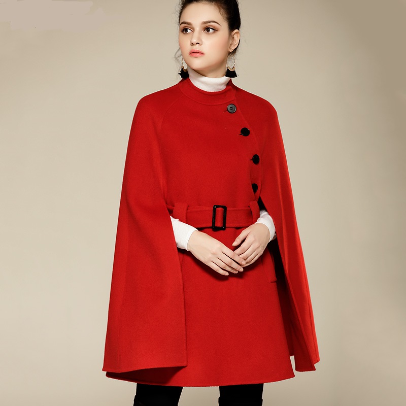 

Double face wool Woolen coat female cloak style winter thickening women' wool was thin long cashmere warm woolen coats F821, Black