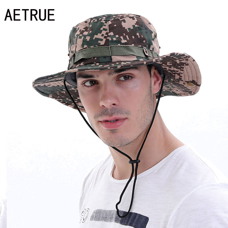

Fashion Camouflage Men's Sun Hats For Men Floppy Straw Summer Hats Women Beach Panama Wide Brim Fishing Sniper Sun Cap, Khaki
