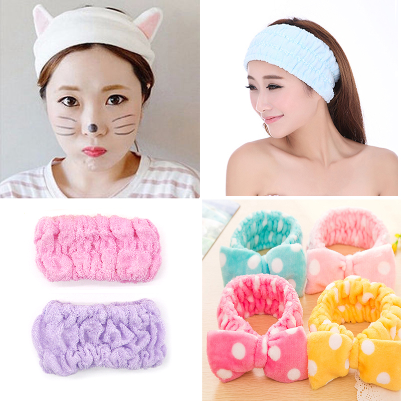 

1pcs Women Hair Band Girl Make Up Wash Face Head Band for Cosmetic Flannelette Hair Turban Elastic Headband for Spa Bath Shower