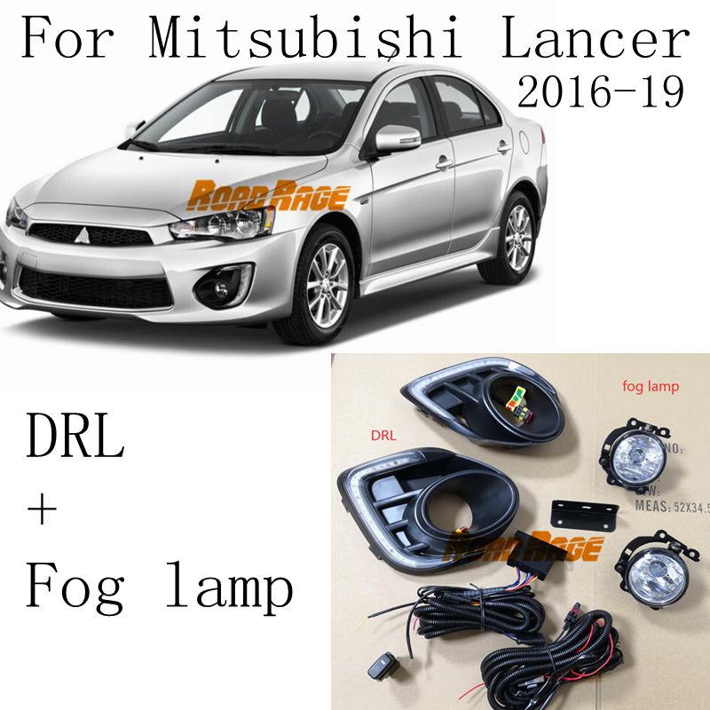 

1Pair Fog lamp For Mitsubishi Lancer 2020 2020 12V LED Daytime Running Light DRL Lamp with yellow signal style relay, As pic