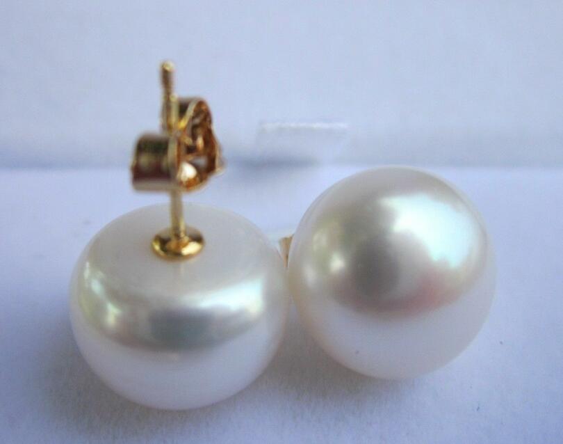 

natural HUGE 1213MM SOUTH SEA GOLDEN STUD PEARL EARRING 14KT