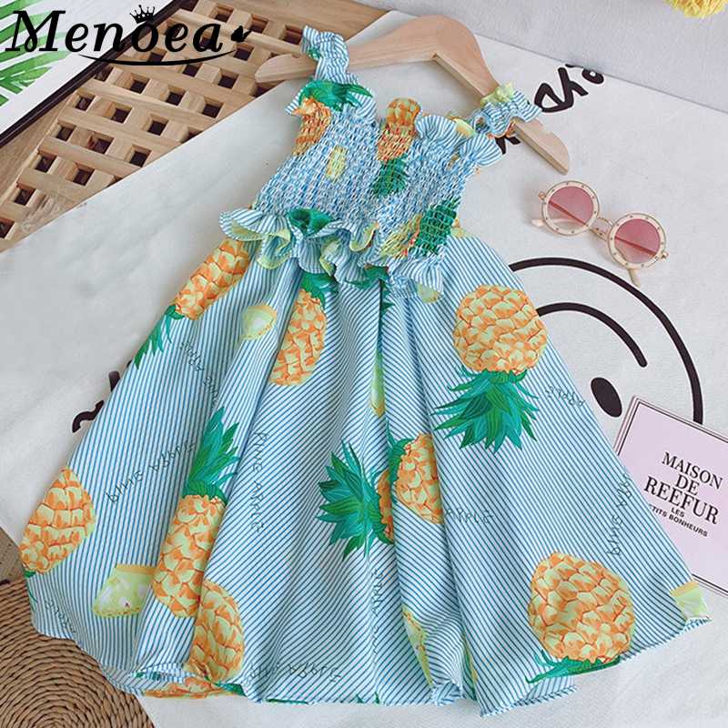

Menoea European And American Style Girl Summer Clothing Baby Girl's Fruit Pattern Print Elastic Suspender Design Dress, Ax1196 yellow