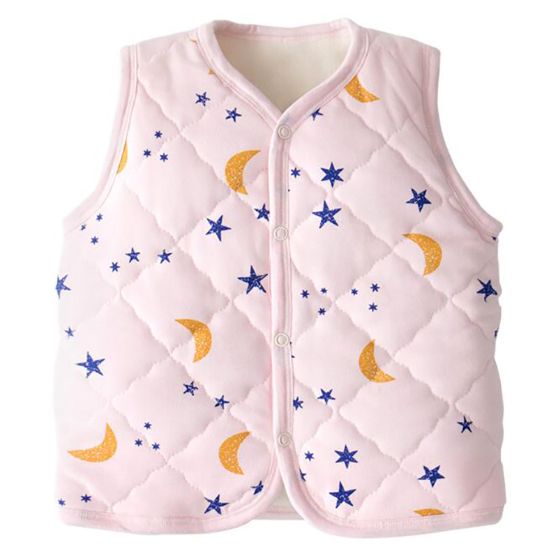 

Thicken Infant Coats Newborn Baby Vest Winter Coat outdoor velvet Lining Vest star Moon Printing Warm