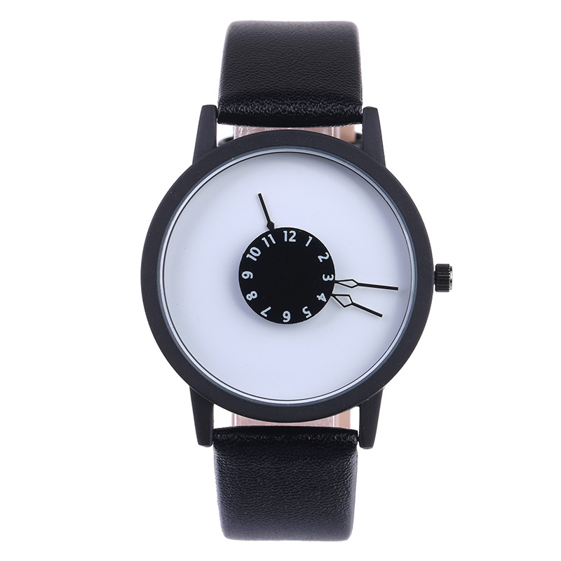 

Creative fashion simple women's wristwatch leisure belt personality quartz watch, White and white flou