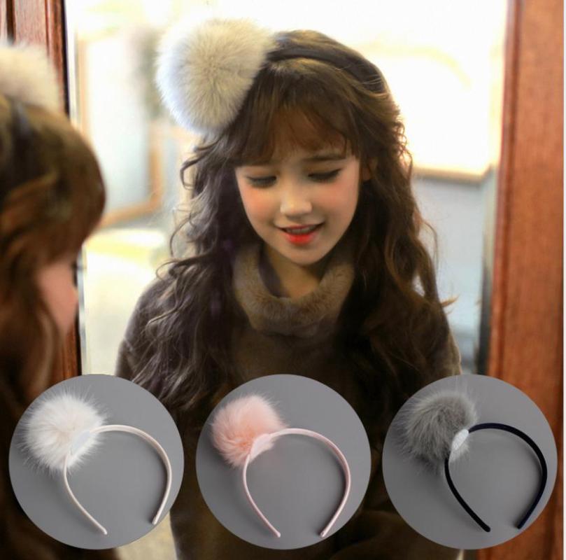 

Lovely Pom Pom Ball Hairbands Girl Hair Bands Handmade hair accessories Kids plush band accessories for girls K3