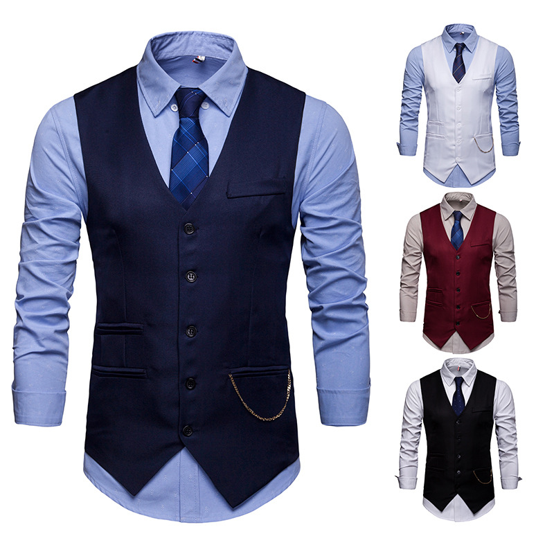 

Vest Men European Men' Accessories with A Club Jacket, Black