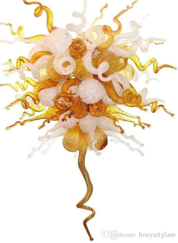 Free Shipping Elegant Ceiling Lamp 100% Hand Blown Glass Chandelier Chain Hanging Chandelier For House Deco-image-524888457
