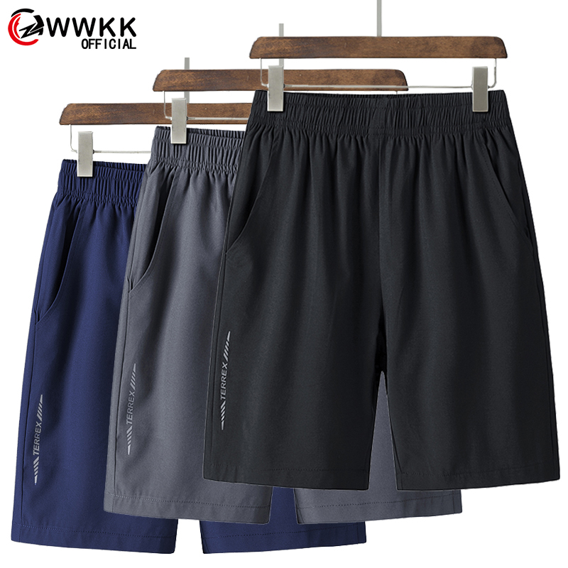 

WWKK Men's Shorts Polyester Shorts for Men New 2020 Summer Solid Breathable Elastic Waist Casual Man Male Bermuda Homme, Black