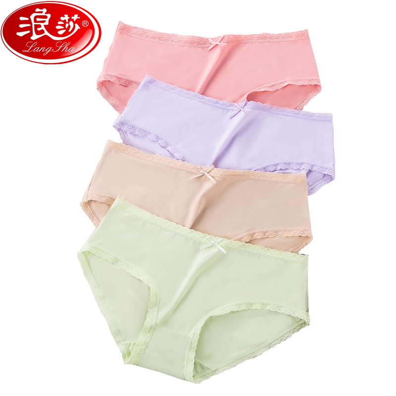 

LANGSHA 3Pcs/lot Seamless Panties Set Women's Sexy Lace Thong Ice Silk Lingerie Panty Lovely Bow Briefs Girls Low Rise Underwear, Set 8