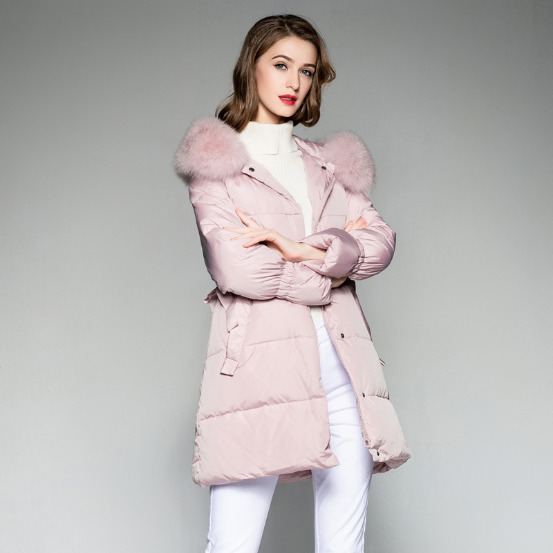

Knee long knee women's slim thick stitching cotton jacket