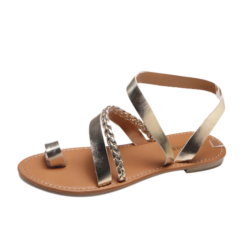 

Women Summer Strappy Gladiator Low Flat Heel Flip Flops Beach Sandals Shoes Woman Sandals Women Shoes Rhinestones, Silver