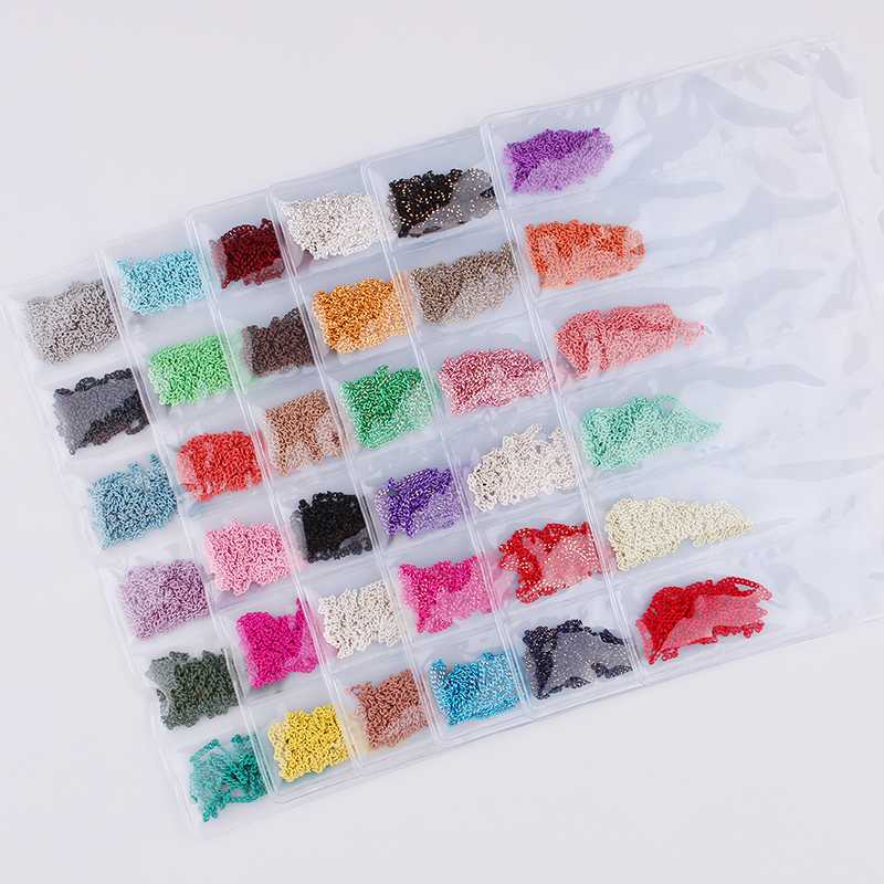 

6 Grids/Bag 50cmX6 Nail Art Alloy Metal Chain Multi-colored Nail Metal Chain Ring 3D Art Decoration Charm Metal-Studs Jds10