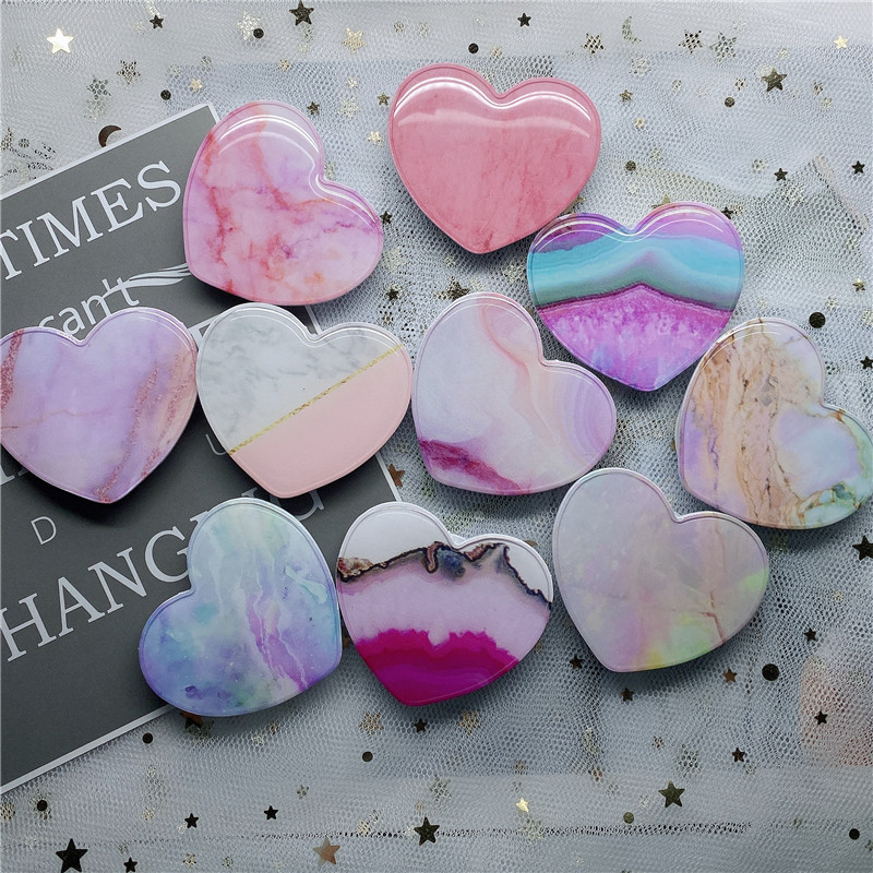 

Universal cellphone heart shape Bracket Marble Cell Phone Holder Accessories Crystal Ring Buckle Mounts DHL shipping, Remark colors