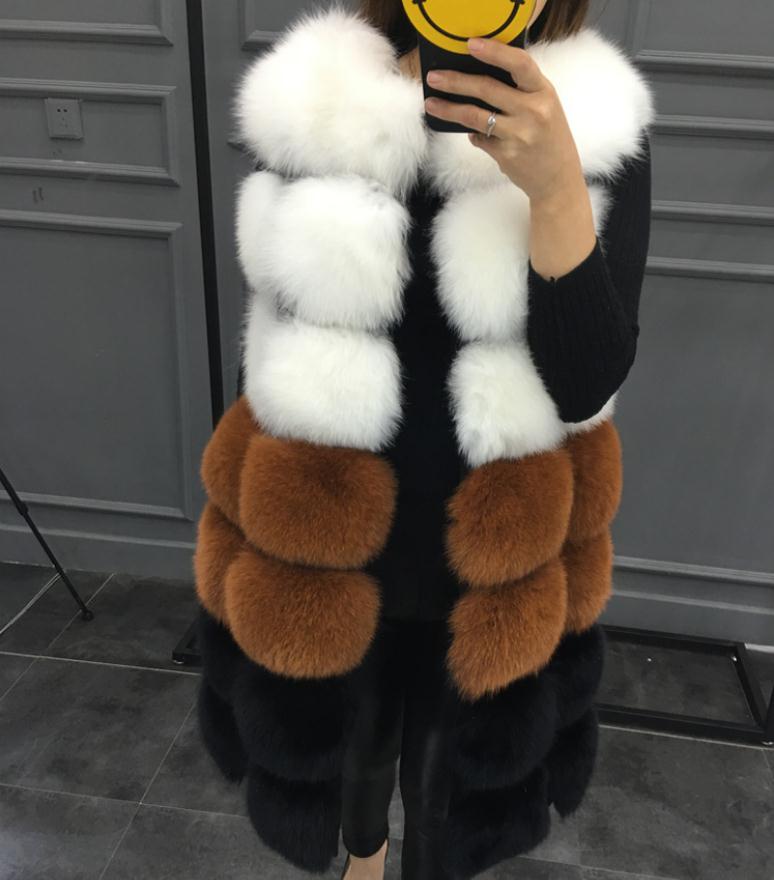 

Women's Vests Womens Faux Fur Coats For Long Section Contrast Female Immitation Waistcoats Veste Casual Jacket, Brown