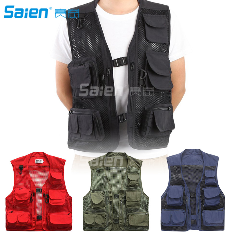 Kinder Kinder Mesh Fischerei Fotografie Weste Multi-Taschen Outdoor Jacke XS