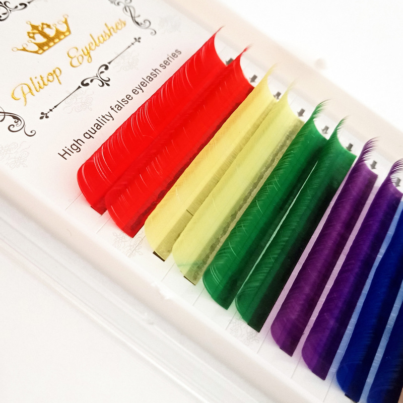 

12Rows Eyelashes Mink Lashes Rainbow Color Eyelash Soft Cilios Light Natural 6 color