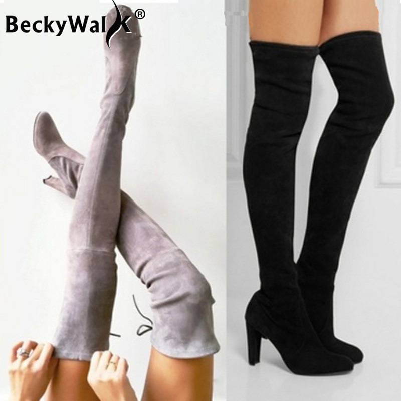 

Big Size 35-43 Winter Over The Knee Boots Women Stretch Thigh High Sexy Woman Shoes Long Bota Feminina zapatos de mujer WSH3443, Brown