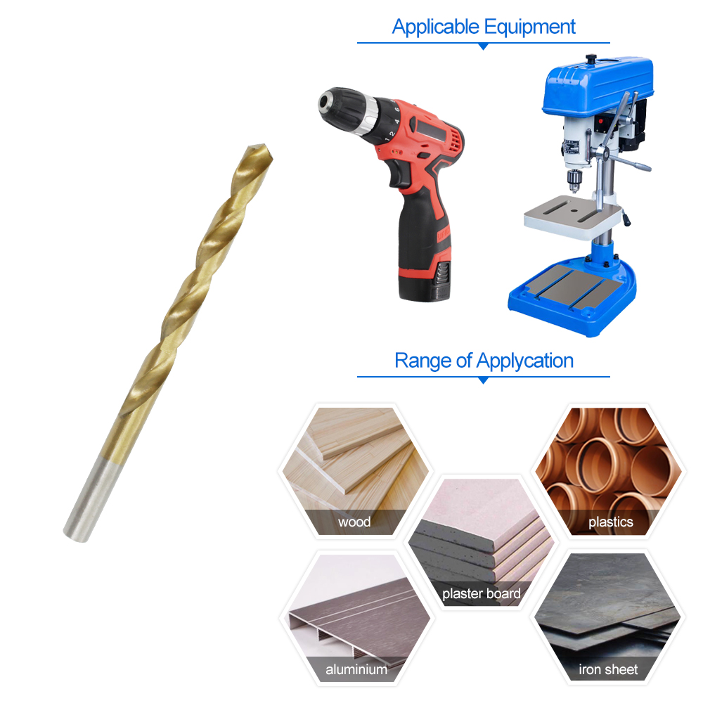 Juego de brocas HSS con recubrimiento de titanio 6PC para herramientas el/éctricas met/álicas Accesorios de broca helicoidal Herramienta de carpinter/ía con v/ástago hexagonal Plateado