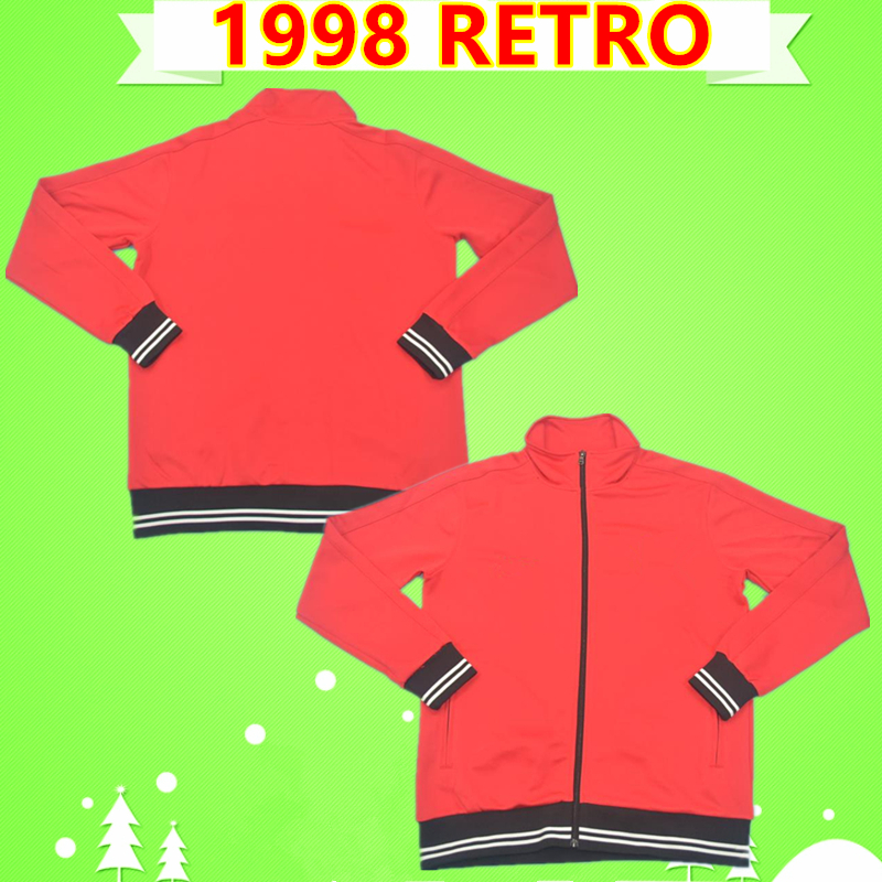 

1998 1999 retro tracksuit soccer Jersey jogging suits football shirt 98 99 training uniforms vintage survetemen adult mens jacket RED, Retro jacket 1998