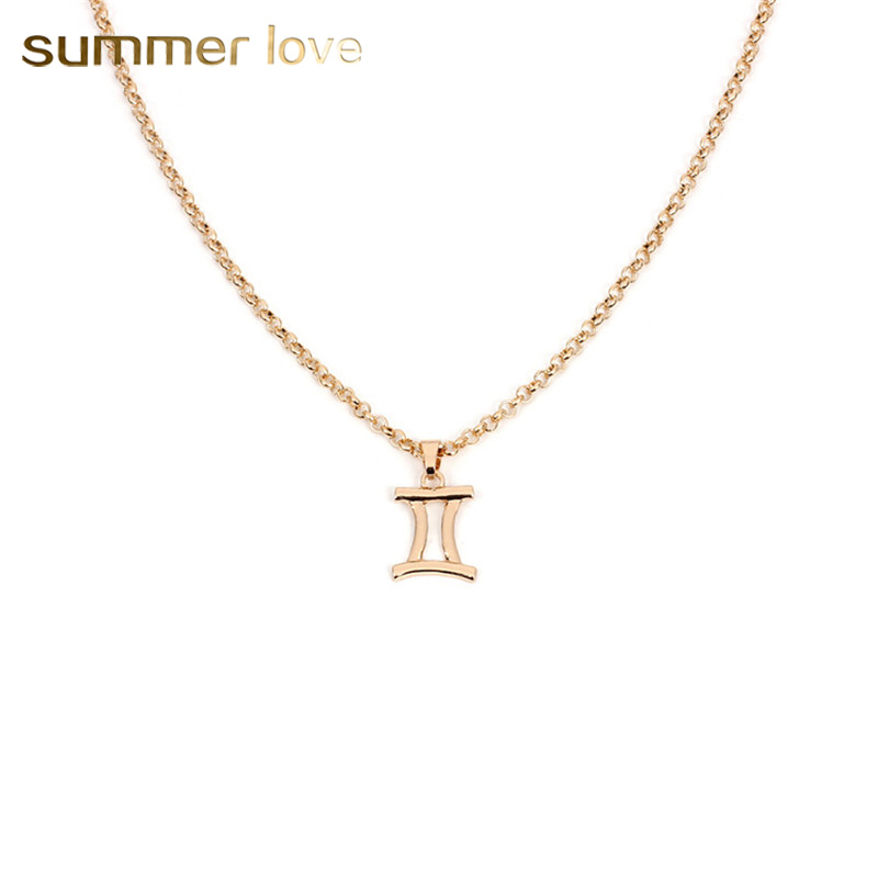 

12 Constellation Necklaces Pendants Choker Necklaces for Women Gold Silver Alloy Personalized Fashion Pendant Chain Necklace Jewelry Gift