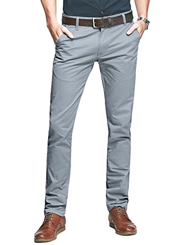 

OCHENTA Men's Slim Tapered Flat Front Casual Dress Pants, Bright blue