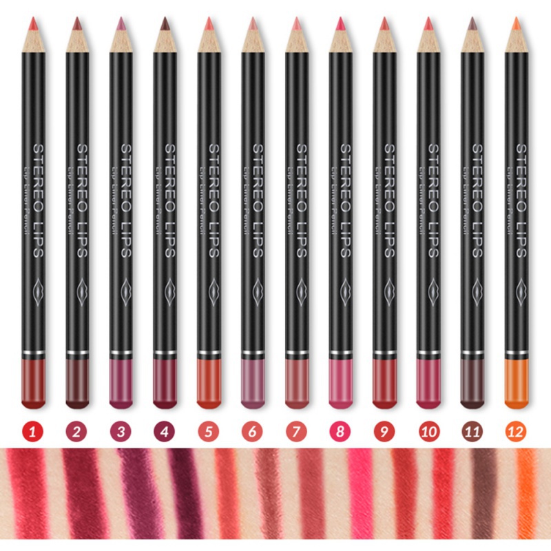 

12 Pcs Women Lip Makeup Lipliner Pencil Long Lasting Waterproof Lip Cosmetic Makeup Colorful Liner Pens MKXJ