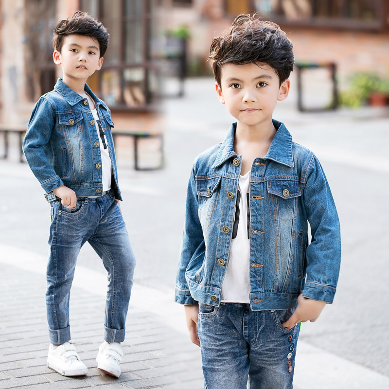 

Children Clothing Autumn New Korean Boys Denim Jacket Children Baby Boy Clothes 4-14 Years, Blue