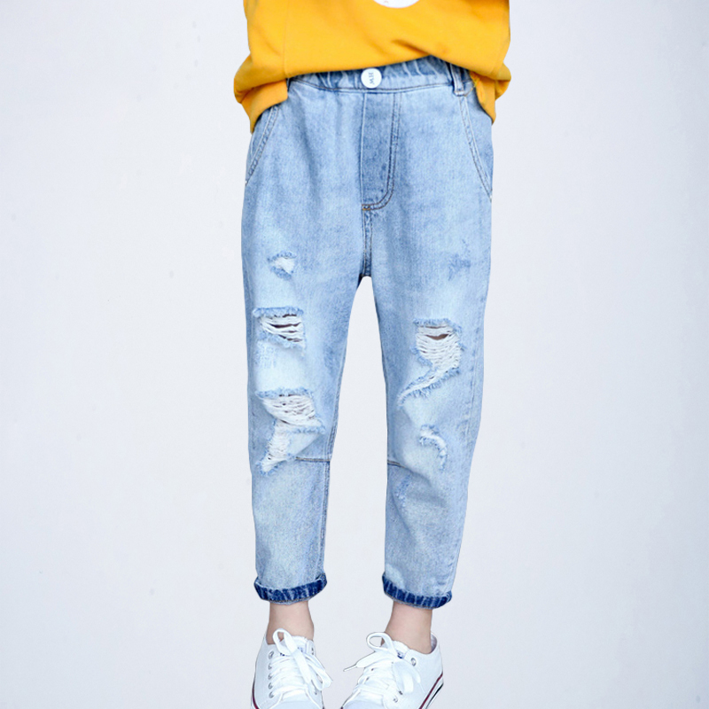

Children Jeans Pants Girls Jeans Leggings Pants Kids Clothing Wholesale Skinny Ripped Jeans Girls Pants Trousers, Blue