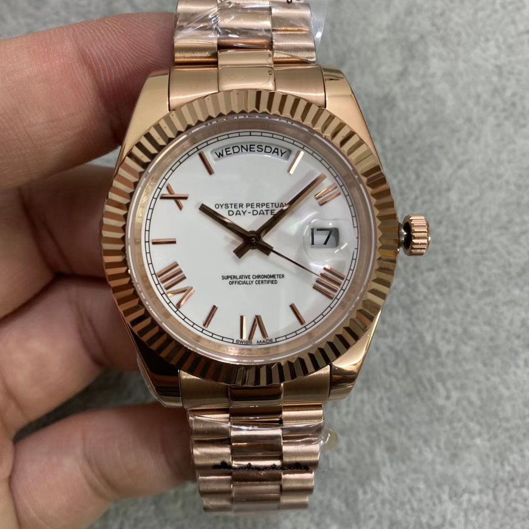 

U1 Factory DayDate 18k Rose Gold Product 40mm Sapphire Glass Auotmatic Movement U1 Quailty 316L Stainless steel Men'S Modern Wristwatch, Slivery;brown
