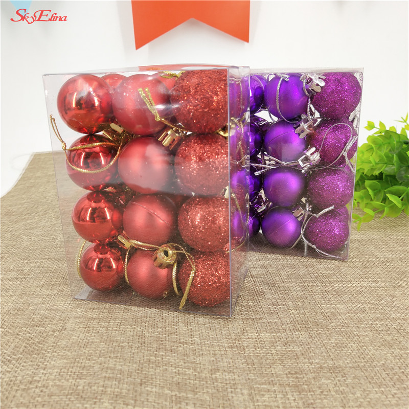 

3cm 24Pcs Multicolor Plastic ball christmas tree ornament Bauble Party Supples Accessories New Year Decoration 6ZHH181