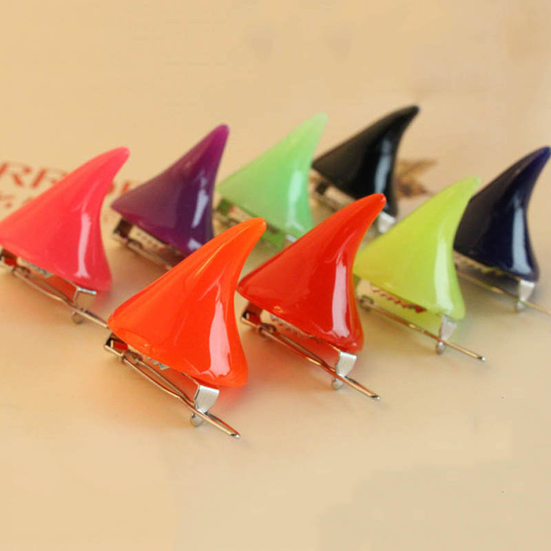 

Cute Girls Horns Clip Gothic Little Devil Candy Colored Hair Clip Halloween Cosplay Costume Head Accessory