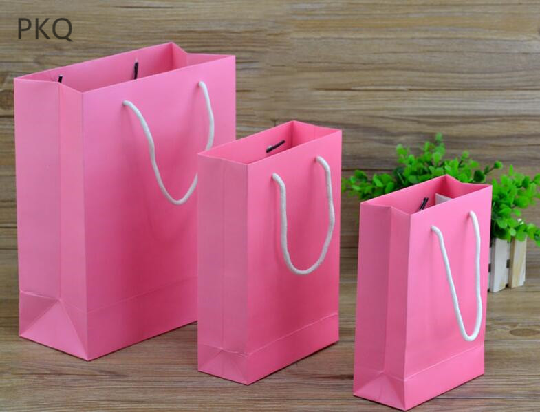

pink Paper Bag for gft Packaging Jewelry candy jewelry Paper gift Bags with string pink gift shopping bag
