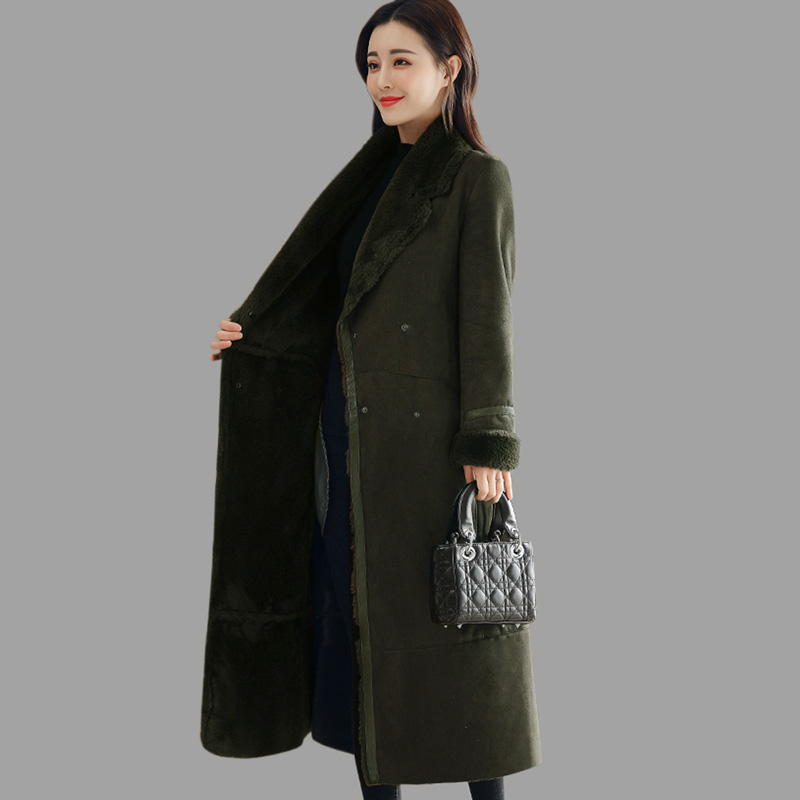

Women autumn Winter new Jackets Casual Faux Fur Long Coats Thick Warm Jackets Slim Large size -XXXL Outwear women, Green
