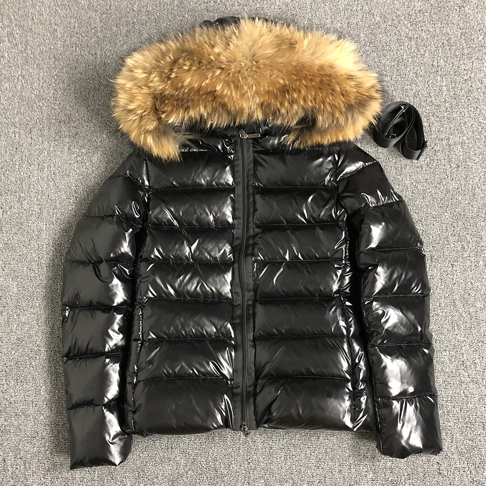 

Womens Down jacket fur hood Sashes winter Parkas White duck downs coats Raccoon Black women bomber S-XL (UK S=L)