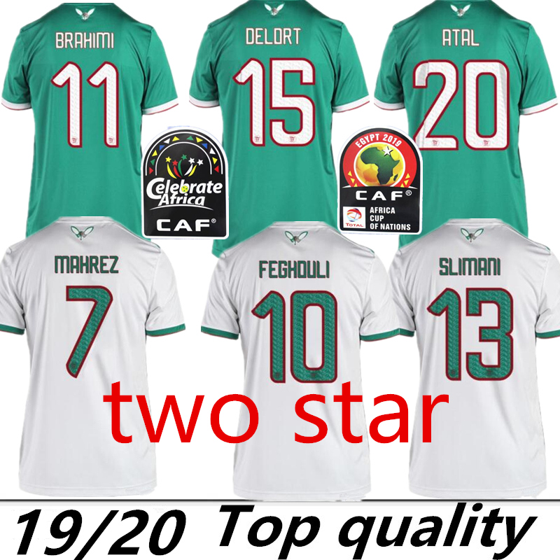 

2 stars 2019 African Cup champion Algeria soccer jersey MAHREZ FEGHOULI SLIMANI BRAHIMI football soccer shirt 19 20 Algeria maillot de foot