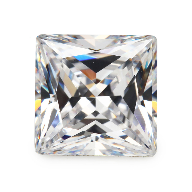 Fashion Facotry direct mix color loose 30 PCS/ bag 8*8 mm princess Faceted Cut Shape 5A VVS Cubic zirconia for jewelry diy-image-467330028