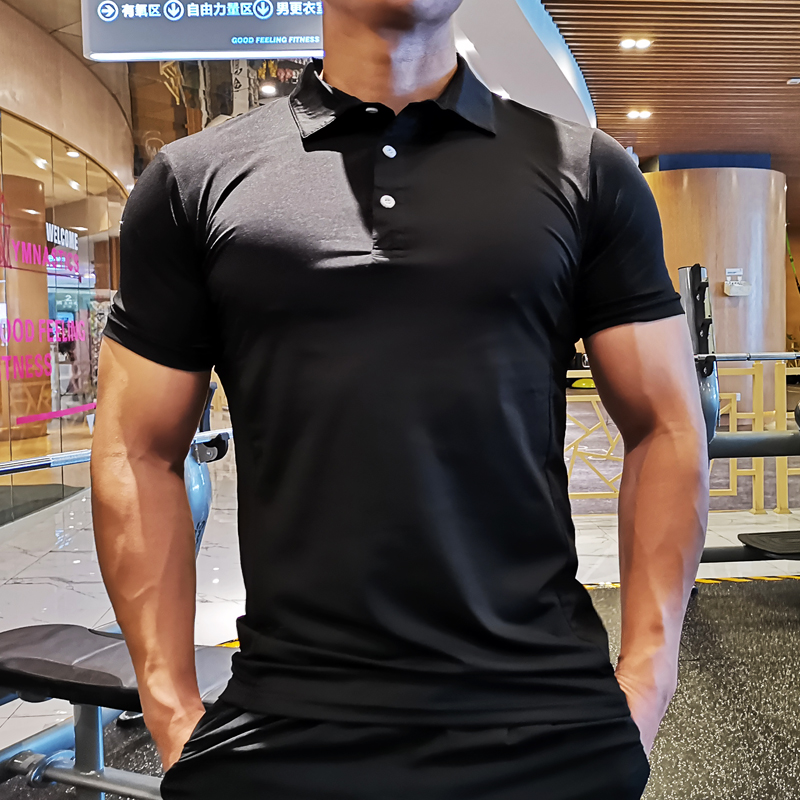

Summer Men T-shirt Gym Running Training Fitness Bodybuilding Casual Sport Top Quality Cotton Short Sleeve Male Tops Tees, P34-6 black