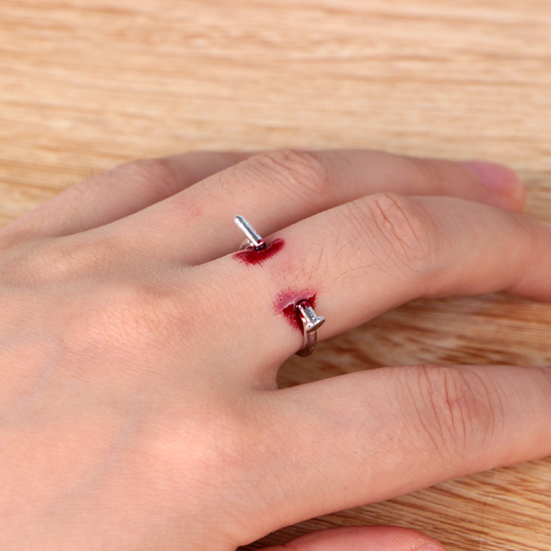 

Wholesale-Men Women Nail Opening Adjustable Ring Unisex Halloween Cosplay Wedding Ring Jewelry