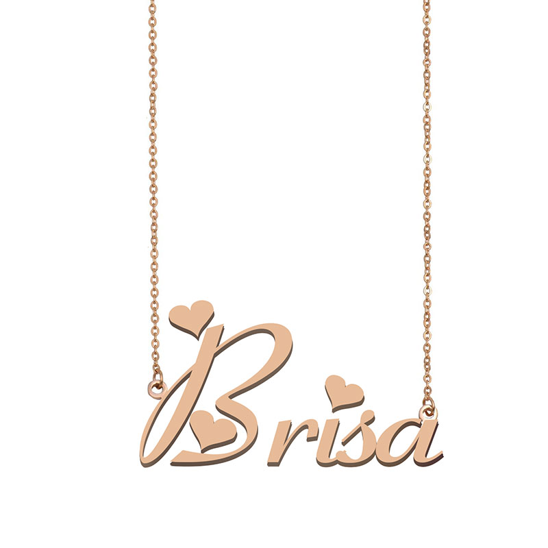 Brisa Name Necklace Pendant for Women Girls Birthday Gift Custom Nameplate Kids Best Friends Jewelry 18k Gold Plated Stainless Steel-image-530273563