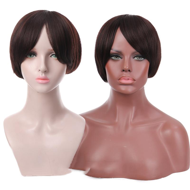 

Allaosify Centre parting short straight wigs High Temperature Synthetic Fiber Wigs Suitable For Women Brown Free Hair-net, 3128-2i33