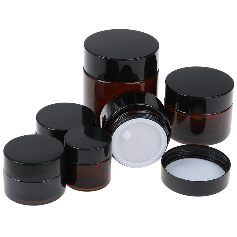 

10g/15g/20g/30g/50g/100g Glass Amber Brown Cosmetic Face Cream Bottles Lip Sample Container Jar Pot Makeup Store Vials Hot
