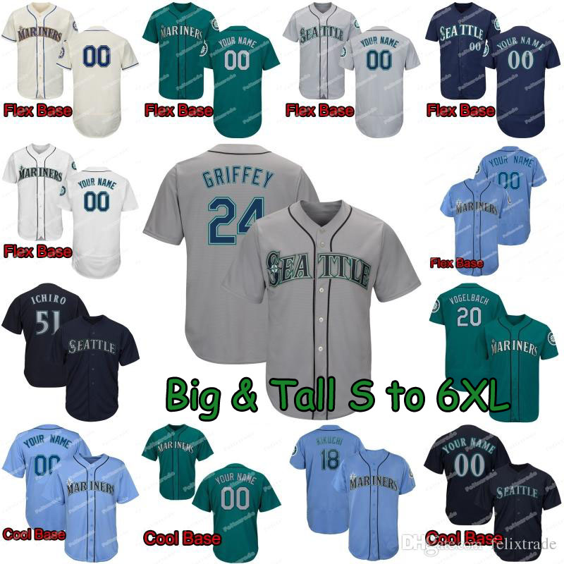 

Seattle Daniel Vogelbach Edwin Encarnacion Domingo Santana Haniger Yusei Kikuchi Ichiro Suzuki Ken Griffey Jr. Jersey Big & Tall S to 6XL, Felx base navy