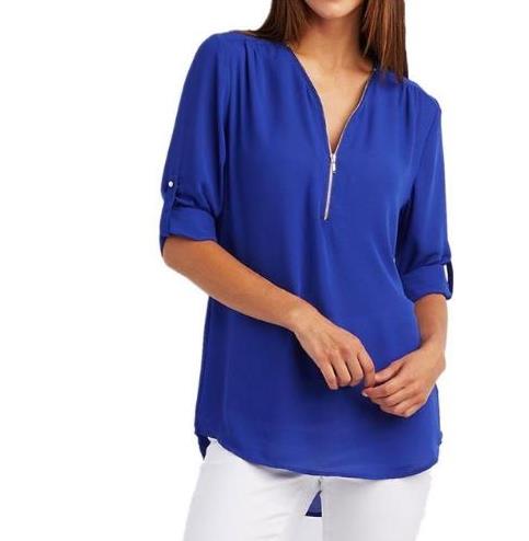 

2019 Spring Fashion Chiffon V-neck Women Blouse Sleeveless Shirts Floral Plus Size Top Casual Sexy Office Lady Blusas, Style29