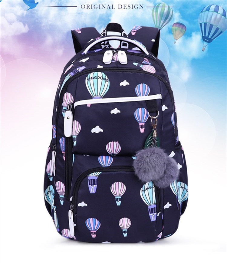 Fengdong Cute School Bags For Teenage Girls Korean Style School Backpack For Girls Fur Ball