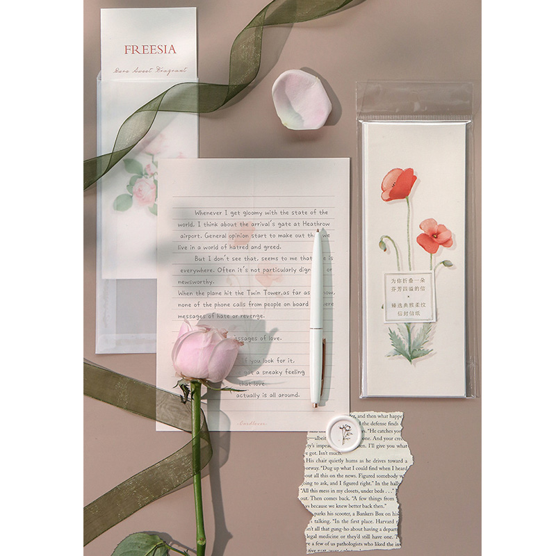 

Beautiful Flower Envelope Writing Paper Set Garden Series 3 Envelopes 3 Letter Paper Fresh Illustration School Office Stationery