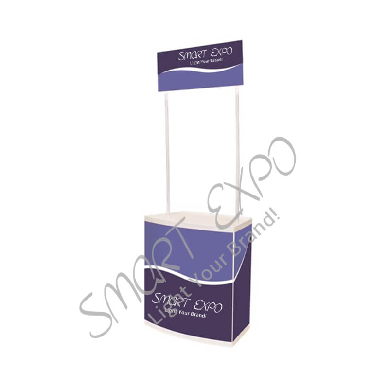 

Plastic Promotion Folding Table Exhibition Display Counter with Hard ABS Panels Poster Header Portable Carry Bag
