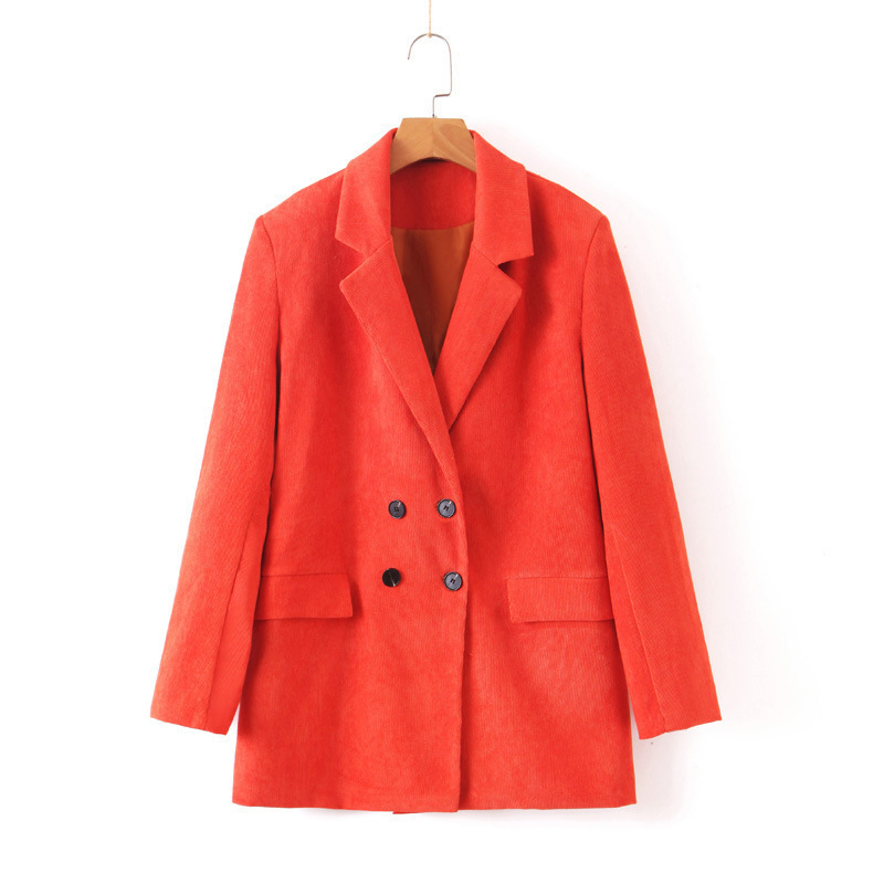 

Genayooa Office Blazer Women Jacket Women Blazers And Jackets Both Row Buckle Orange Man' Suit Loose Coat Woman