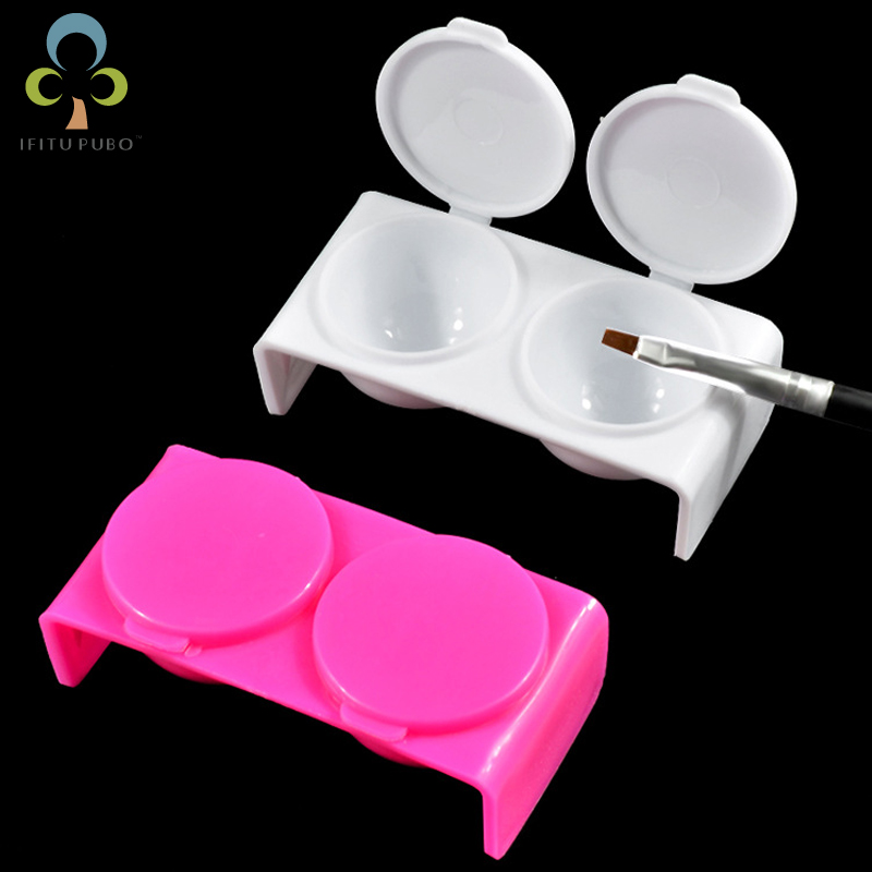 

2 Hole Nail Art Brush Wash Bowl Double Nail Polish Blender Cups Manicure Accessories Washing Bottles Professional Tool GYH