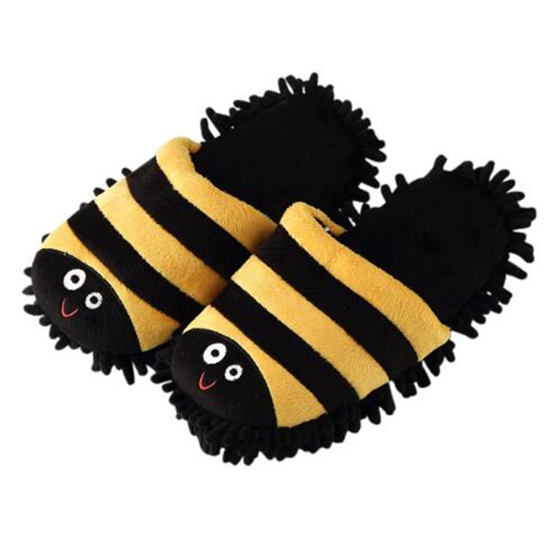 

Men's Winter Animal Slippers Cute cartoon Animal Cotton Slippers Men Fur Slides Warm Home Plush Shoes Male Fur Room Flip Flops, Bee